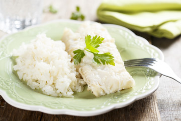 Cod fish with rice