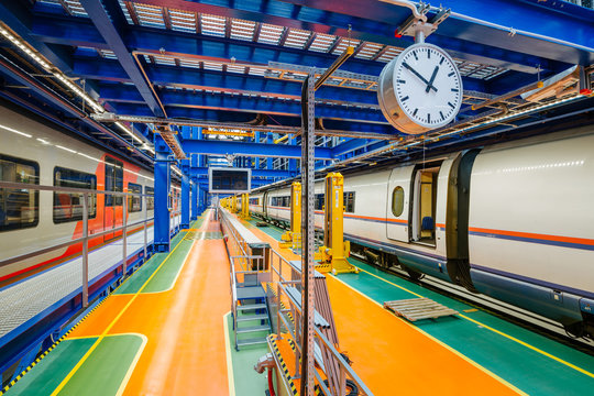 Fototapeta Fast train in the service depot