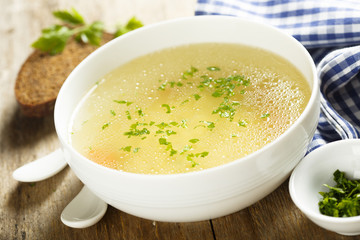 Chicken broth with herbs