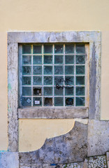 window closed with square glass bricks