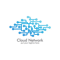 Cloud Network Circuit Logo Icon