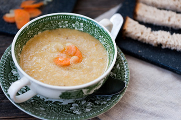 Vegetable cream soup in a bowl