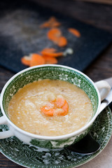 Vegetable cream soup in a bowl