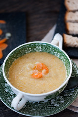 Vegetable cream soup in a bowl