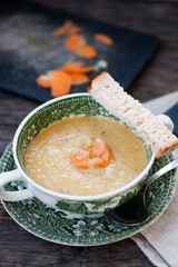 Vegetable cream soup in a bowl