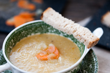 Vegetable cream soup in a bowl