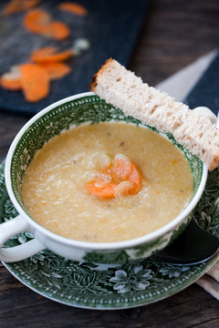 Vegetable cream soup in a bowl