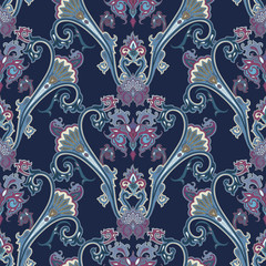 Vector pattern inspired by  paisley. Damask seamless pattern