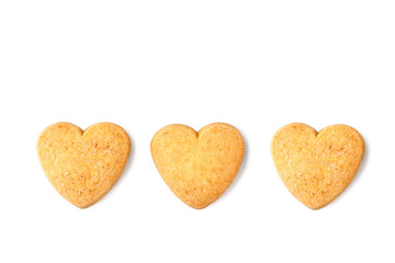 tasty cookies in the shape of a heart isolated on white background