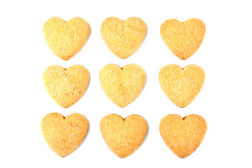 tasty cookies in the shape of a heart isolated on white background