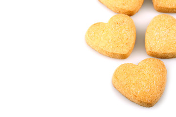 tasty cookies in the shape of a heart isolated on white background
