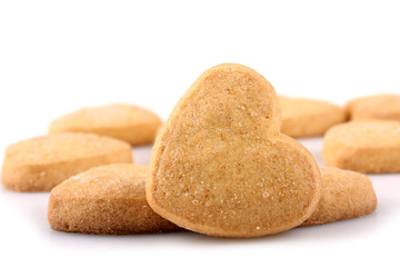 tasty cookies in the shape of a heart isolated on white background