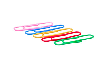 Detailed Photo of a Colorful Row of Paper Clips