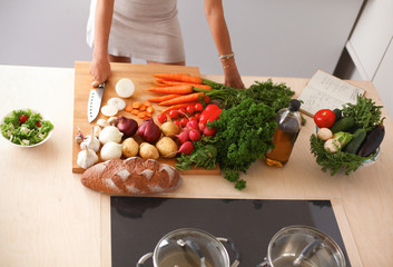 Vegetables on the desk in a kitchen
