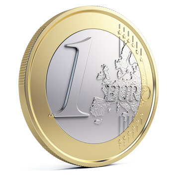 One euro coin isolated on white