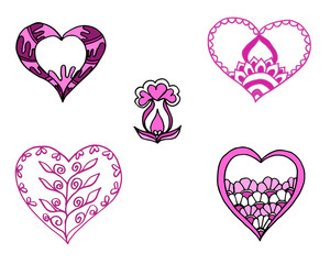 pink painted hearts set