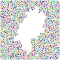 Map of Hesse - Germany - in a mosaic of colored circles