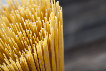 Raw Spaghetti pasta closeup