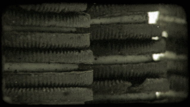 Close-up panning shot of stacks of oreo sandwich cookies. Vintage stylized video clip.