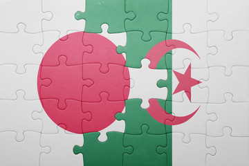 puzzle with the national flag of algeria and japan
