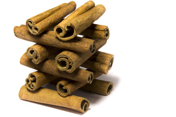 Cinnamon sticks on white background
