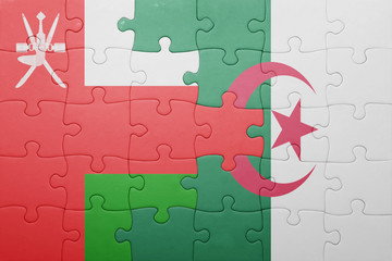 puzzle with the national flag of algeria and oman