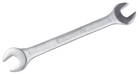 steel open-ended spanner isolated on white