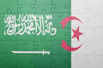 puzzle with the national flag of algeria and saudi arabia