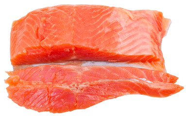above view sliced slightly salted trout red fish