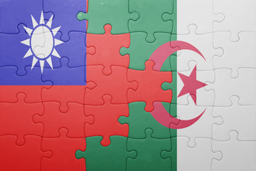 puzzle with the national flag of algeria and taiwan