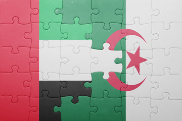 puzzle with the national flag of algeria and united arab emirates
