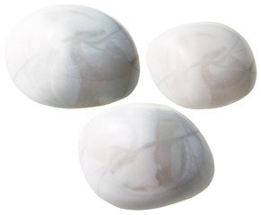 three Magnesite gemstones isolated