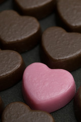 Obraz na płótnie Canvas heart shaped chocolates for valentine’s day