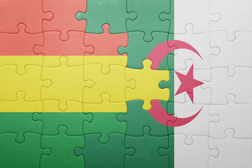 puzzle with the national flag of algeria and bolivia