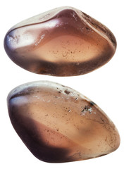 two Chalcedony gemstones isolated