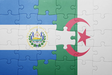 puzzle with the national flag of algeria and el salvador