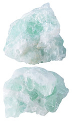 two pieces of fluorite (fluorspar) mineral stone