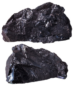 Fototapeta two pieces of black anthracite (coal) mineral