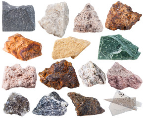 set of 15 mineral stones isolated