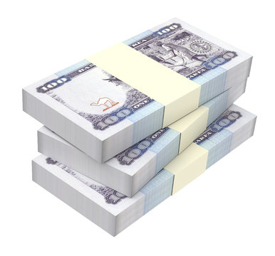 Eritrean nakfa bills isolated on white background. Computer generated 3D photo rendering.