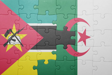 puzzle with the national flag of algeria and mozambique
