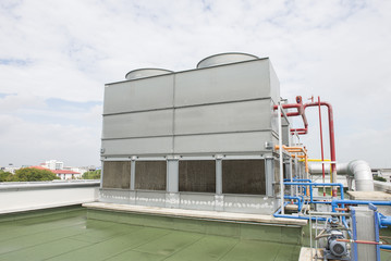 Industrial air conditioning and ventilation systems on the roof