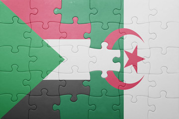puzzle with the national flag of algeria and sudan