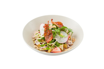 Tropical warm salad with striploin ham