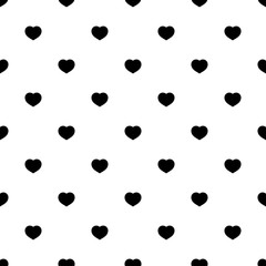 Black hearts seamless pattern on white background. Fashion love graphics design. Modern stylish texture. Valentine day print concept. Template for fabric, background, wallpaper. illustration