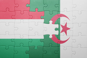 puzzle with the national flag of algeria and hungary