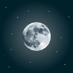 polygonal full moon in starry sky