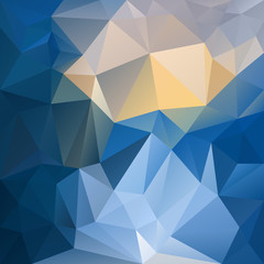 vector polygon background with irregular tessellation pattern - triangular geometric design in sapphire color - blue and yellow