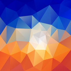 vector polygon background with irregular tessellation pattern - triangular geometric design in desert sky sunrise color - orange and blue