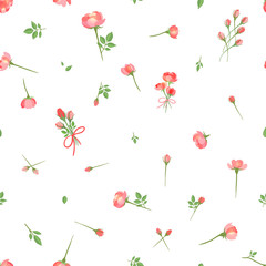 Seamless Floral Pattern with Roses. Vector illustration, eps10.
